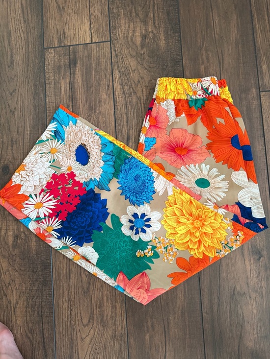 Gigio Pants - Gigio Floral Wide-Leg Pull-On Pants - Bright Multi Small 30" Inseam Small